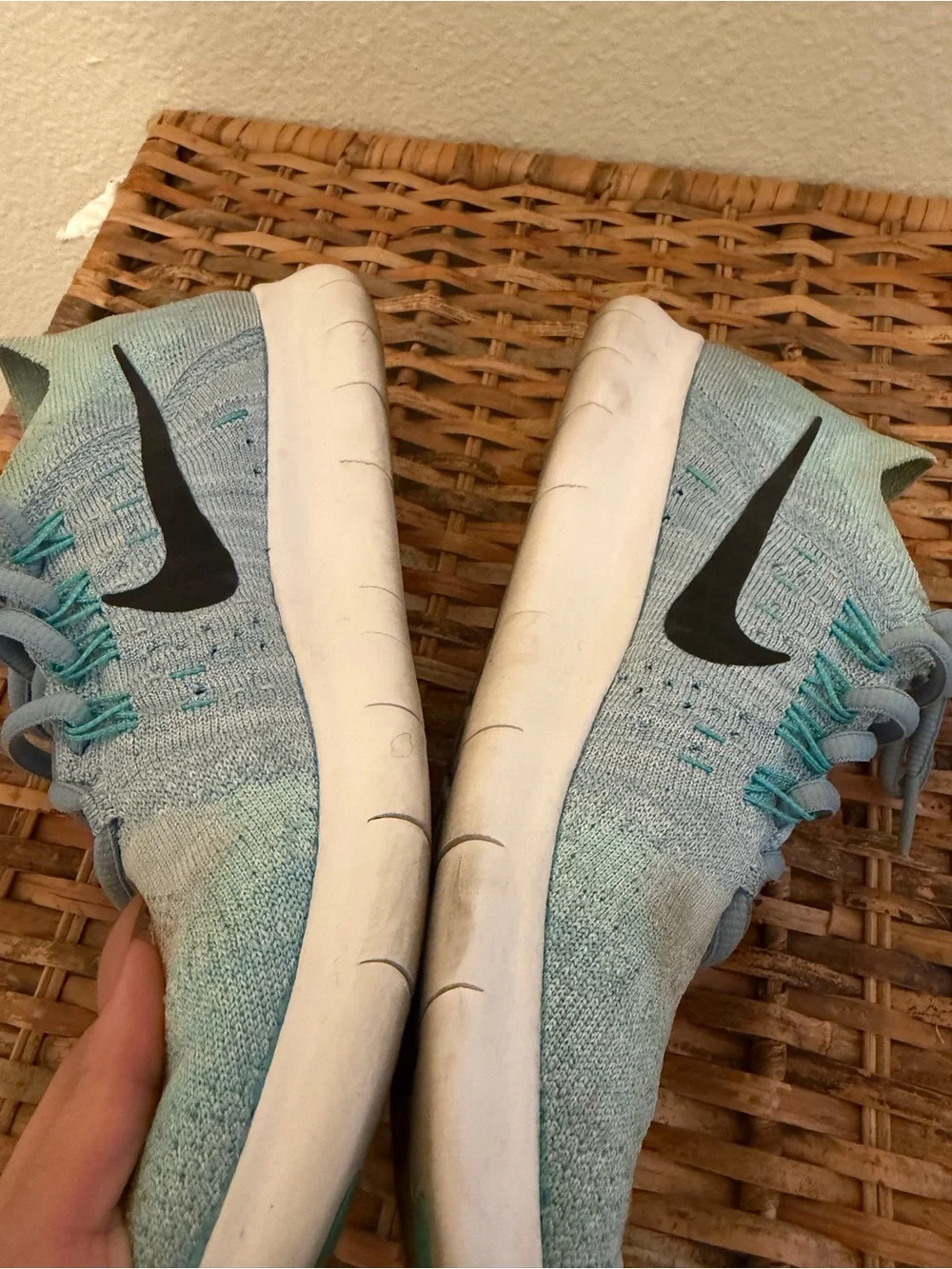 Nike Women's Light Teal Knit Running Shoe with Swarovski Crystal Swoosh